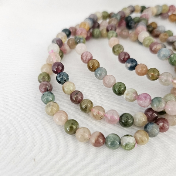 High quality natural watermelon tourmaline 6 mm bead bracelet - Picture 2 of 6
